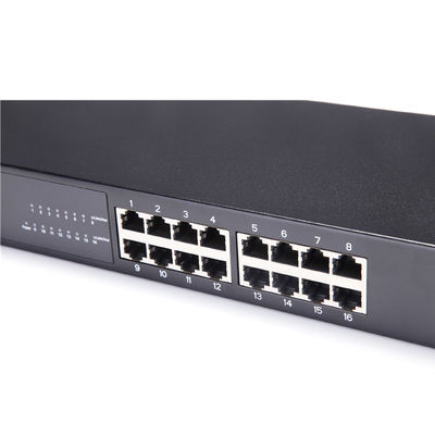 32Gbps Gigabit 16 Port Unmanaged Switch 17 Inch Iron Shell Built In Power Supply
